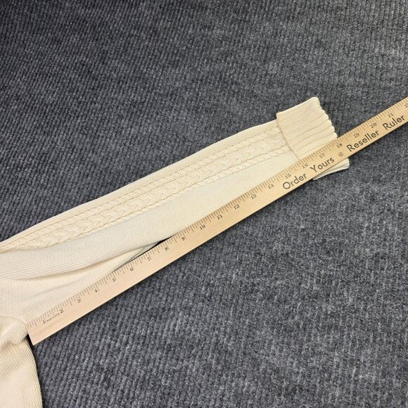 Ralph Lauren Sport Sweater Womens Large Cream Full Zip Cable Knit Cotton Logo - Picture 11 of 13